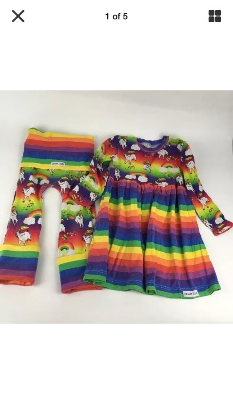 2T 3T 4T Rainbow Unicorns Playdress & Maxaloones GWM Cloth Diaper Friendly Set